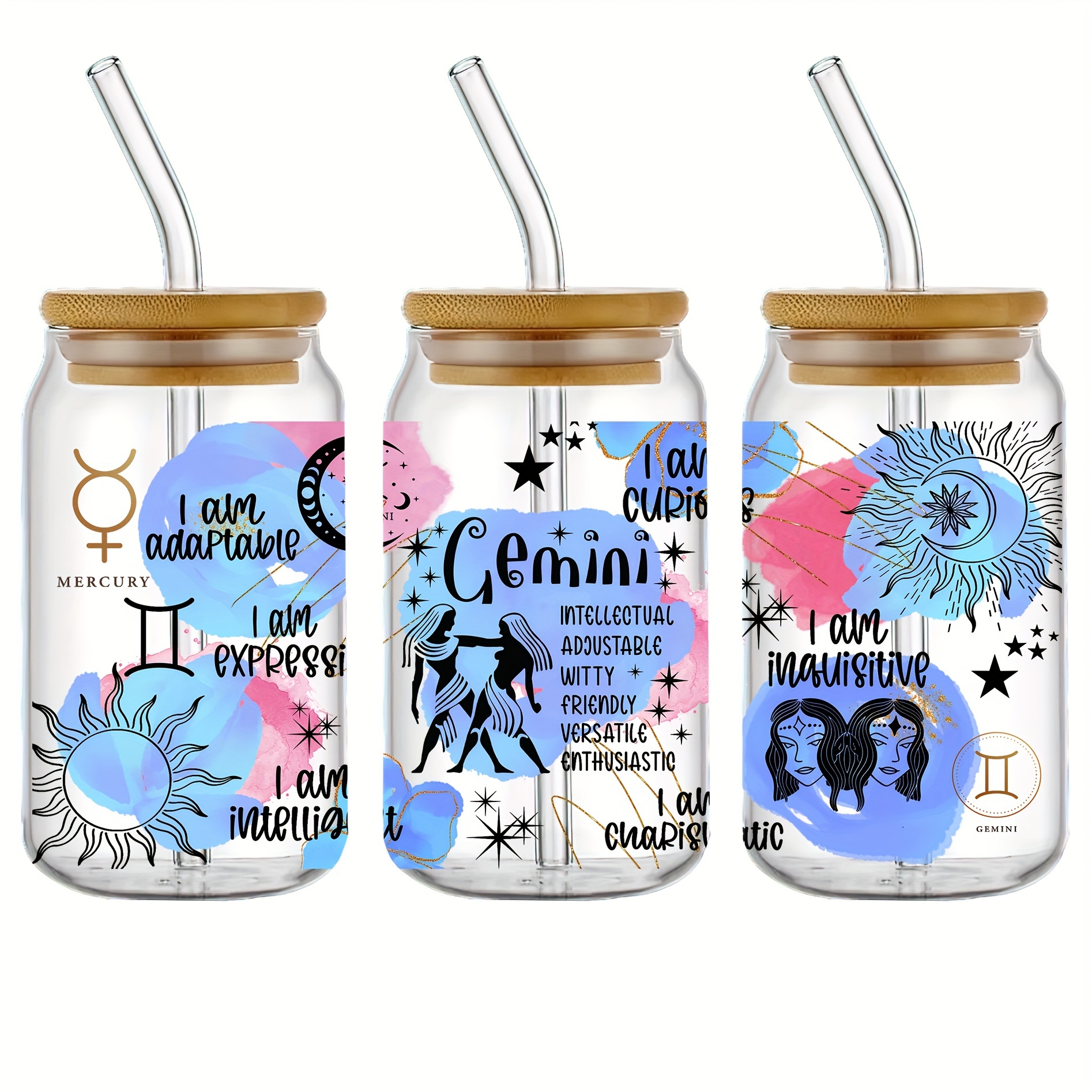 Uv Dtf Cup Wrap Zodiac Sign Transfer Stickers For Glass Cups - Temu
