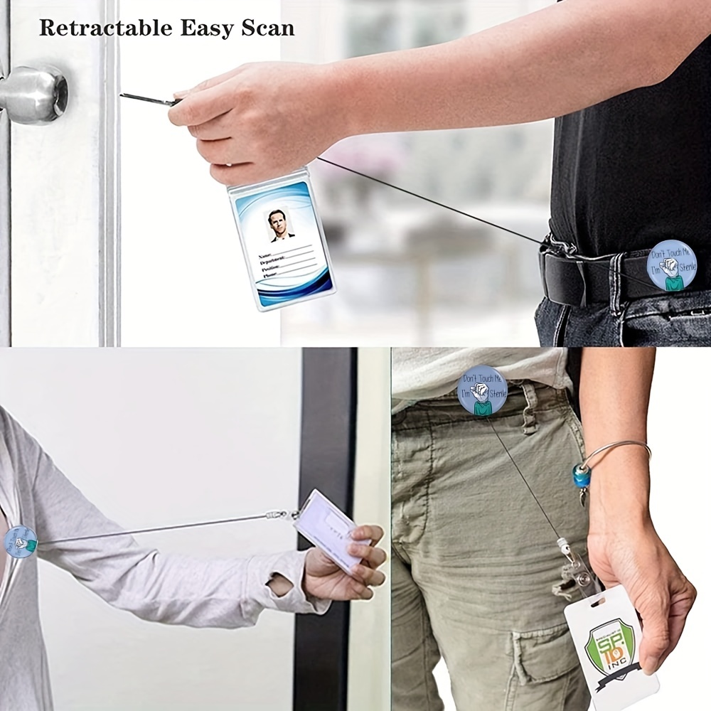 1pc Blue Don't Touch Me I'm Sterile Badge Reel With Retractable Id Holder  Clip, Suitable For Nurses, Students, Doctors And Other Healthcare Workers