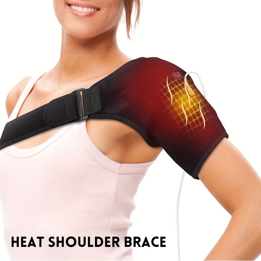 Heated Shoulder Wrap, Shoulder Heating Pads Massager for Men Women, Electric Cordless Vibration Massage Heated Shoulder Braces with 3 Heating Setting