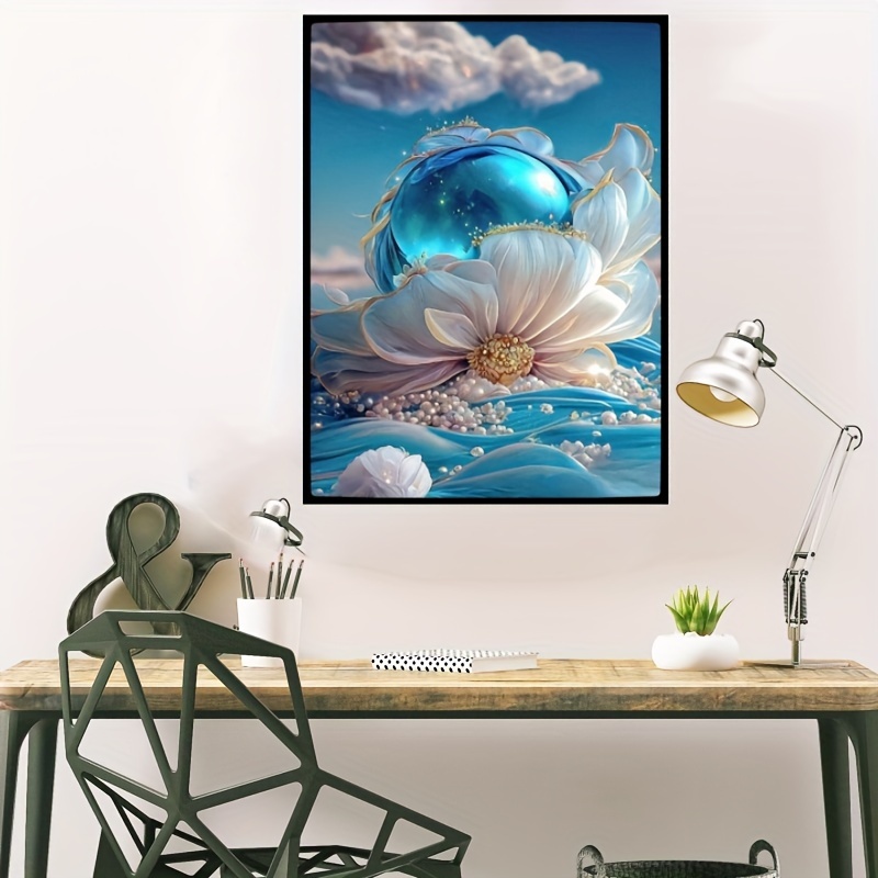 Adult Flower Diamond Painting Set Diy Blue Flower Diamond Art Set Full  Drill 5d Diamond Painting And Gem Artwork Home Wall Decoration Gift For  Beginners