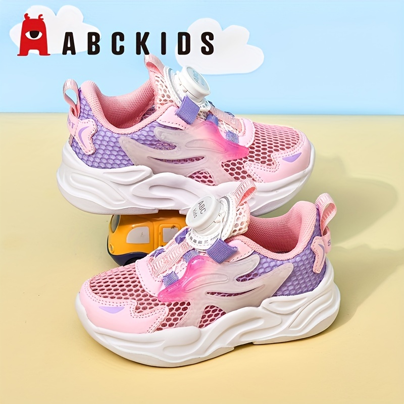 Boys Girls Color Block Trendy Casual Shoes With Rotary Button, Non Slip  Breathable Walking Shoes - Temu