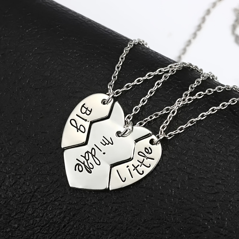 3pcs/Set Big Middle Little Sister Brother Necklace for Men Women Pendant  Birthday Party Gifts