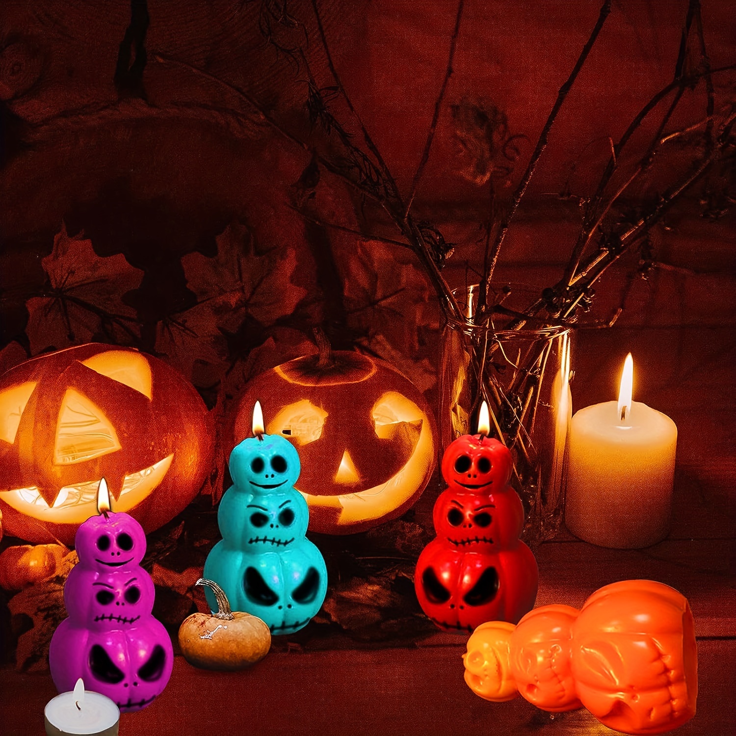 3d Pumpkin Candle Molds Halloween Grimace Pumpkin Candle - Temu