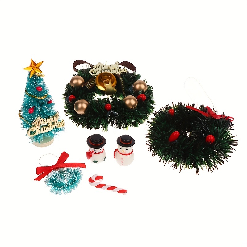 Christmas Accessories Set for 1/12 Dollhouse Mini Christmas Tree Snowman  Set