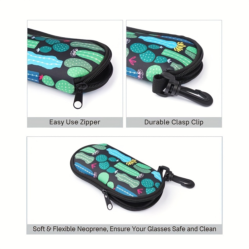 Neoprene Zipper Glasses Soft Case with Carabiner