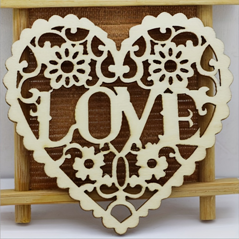 Valentine's Day Wooden Heart Ornaments Wooden - Temu