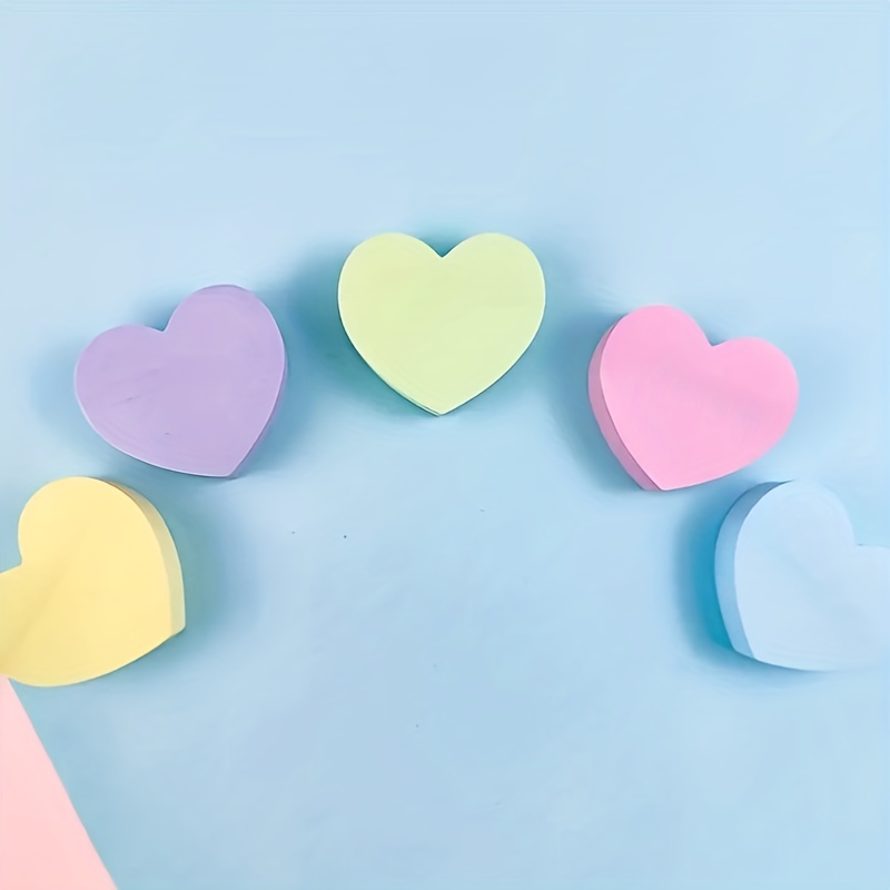 600pcs Random Color Heart Shaped Sticky Notes, Self-adhesive Notes For  Home, School, Office Memo