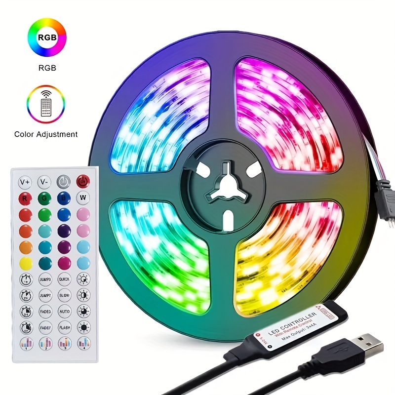 Smart Led Rgb5050 Light Strip 44/24 Remote Set self adhesive - Temu