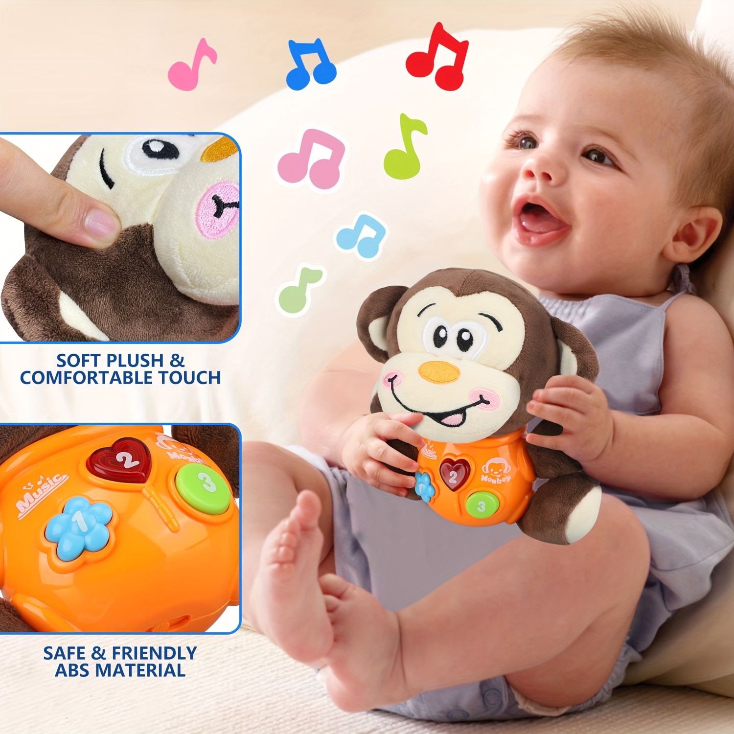 Mono De Peluche Música Juguetes Para Bebés 0 3 6 9 12 Meses - Temu Spain