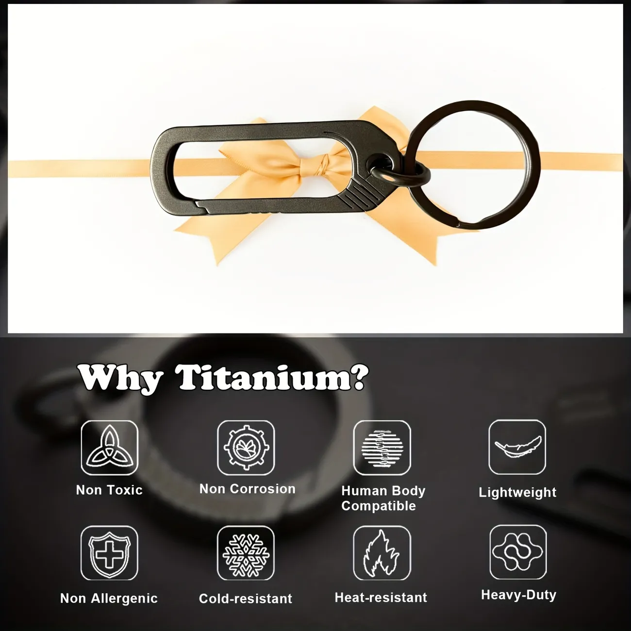 Titanium Carabiner Keychain Clip Minimalist Keychain Key Clip Quick Release  Hooks Titanium Alloy Keychain Key Clip