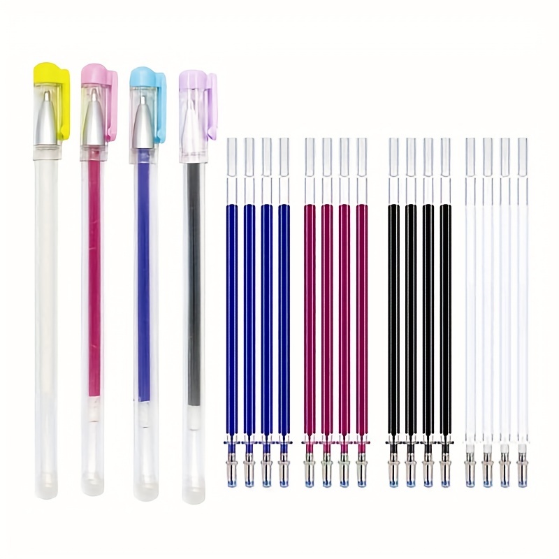 Heat Erasable Fabric Marking Pens with 20 Refills High Temperature  Disappearing Marker Pens 4 Pcs Heat Erase Pens Auto-Vanishing Sewing Pens  Leather