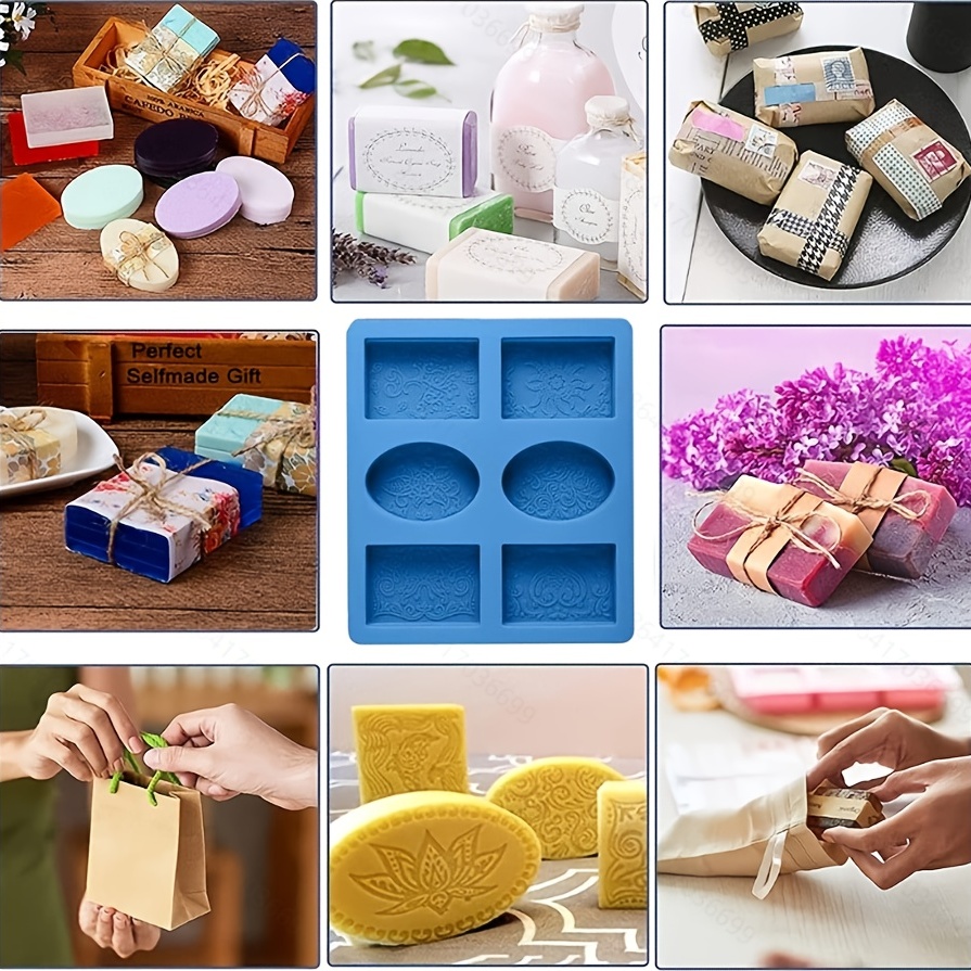 6 Cavity Silicone Molds for Soap Making DIY Handmade Soap Mold Oval  Rectangle Soap Making Tools Baking Pudding Crafts Tray Mould