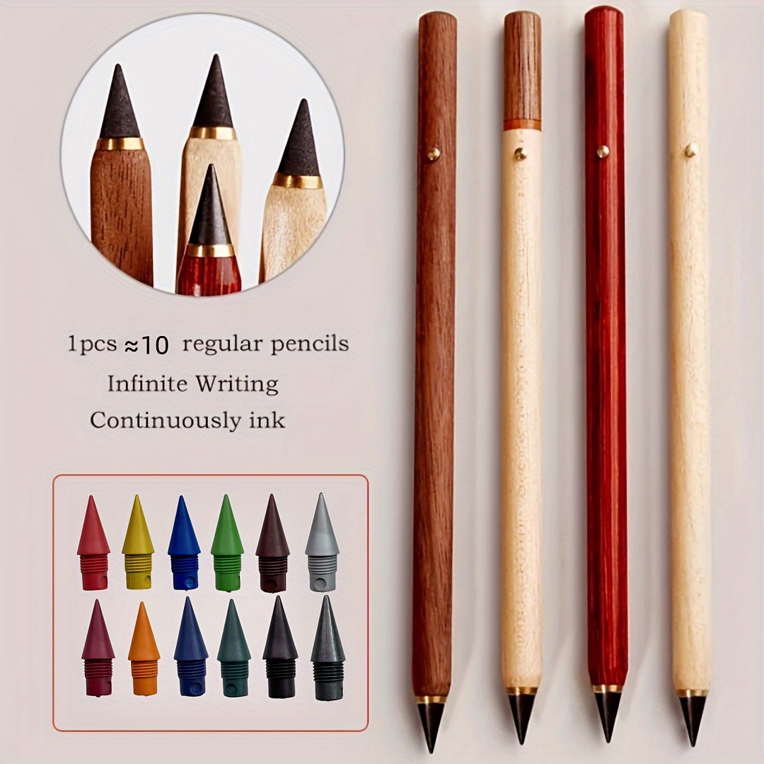 1+6pcs Crayon D'écriture Infini En Bois Encre Éternelle - Temu Canada