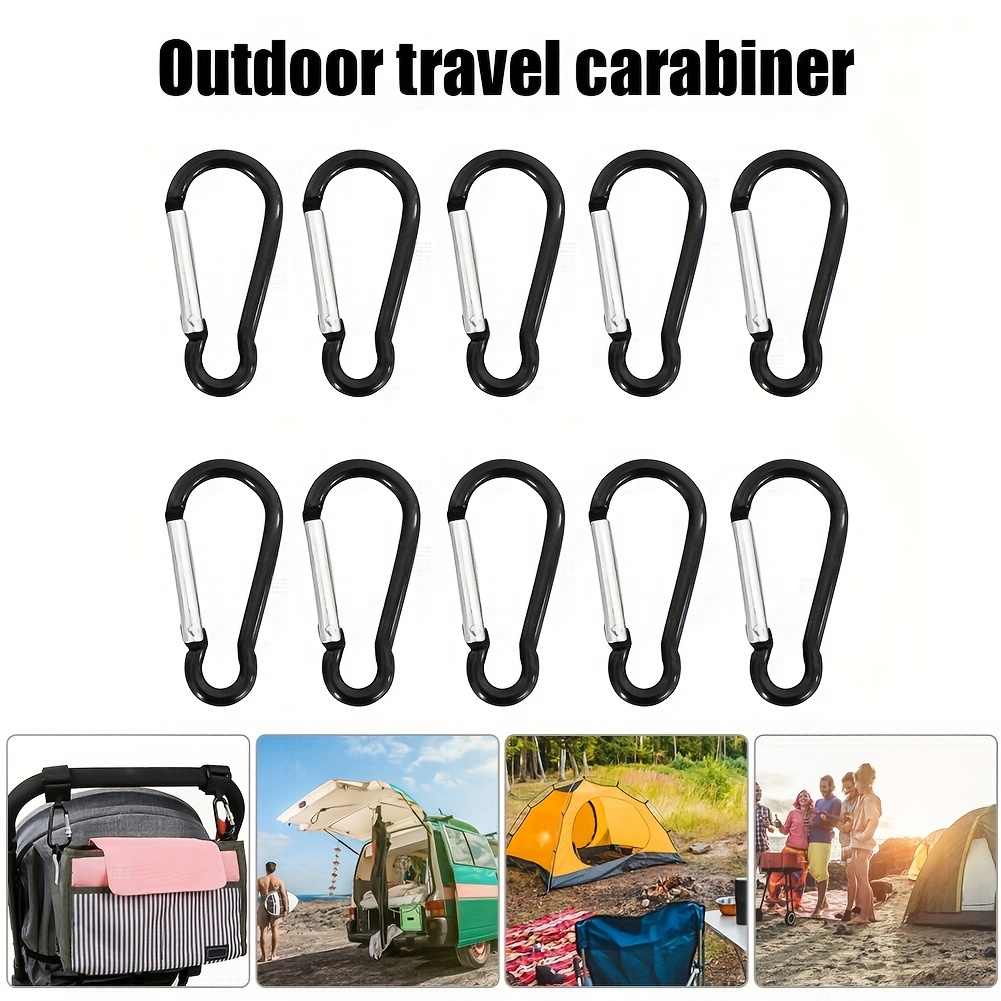 10PCS Backpack Carabiner Hiking Camping Spring Hang Hook Buckle Black