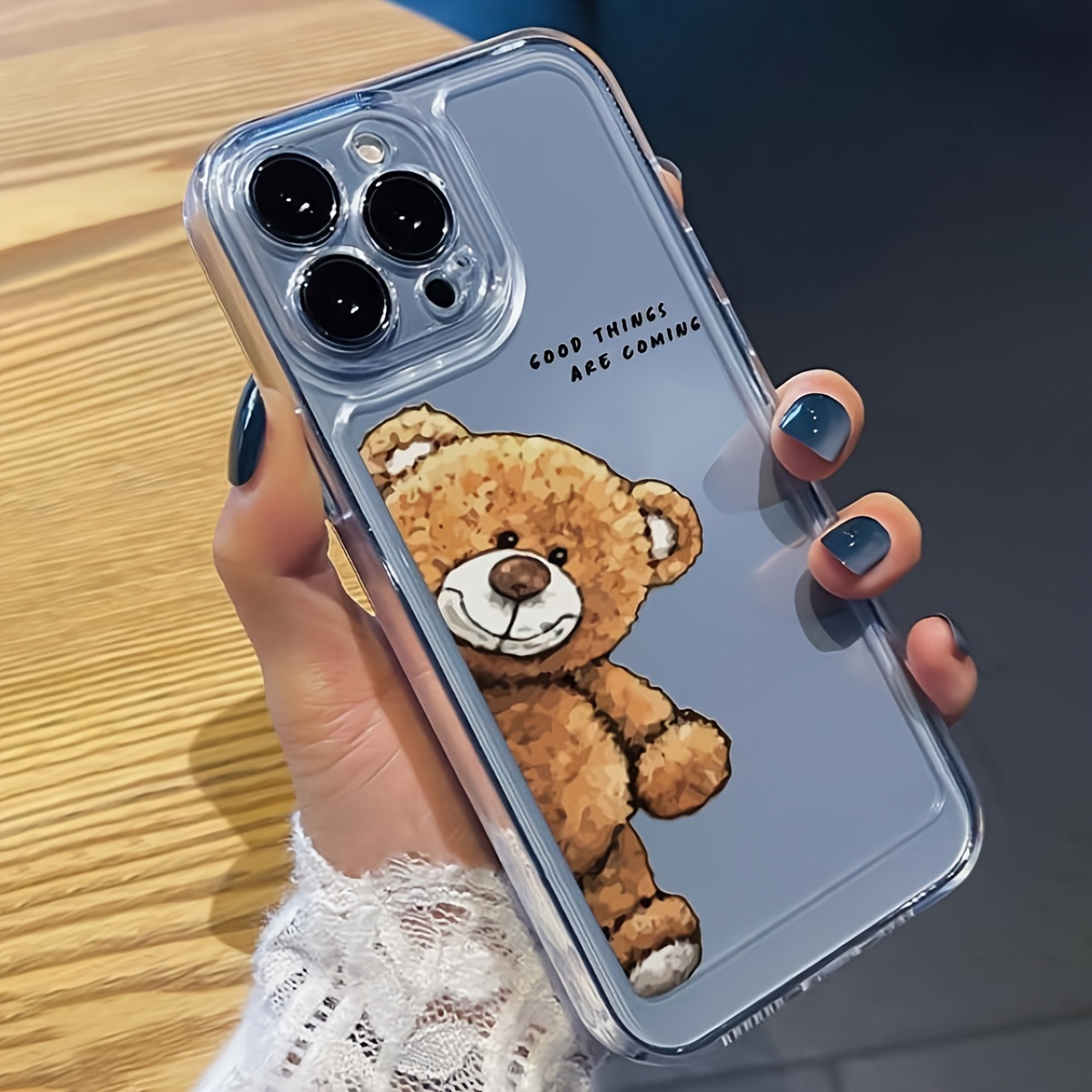 TEMU Phone Case: 1pc Cute Trendy Transparent Shockproof Phone Case For Iphone 15 14 13 12 11 Pro Max