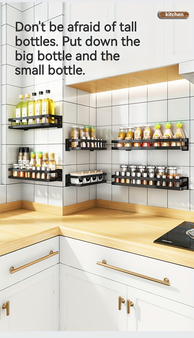 1pc spice racks wall mounted seasoning rack multi functional Temu