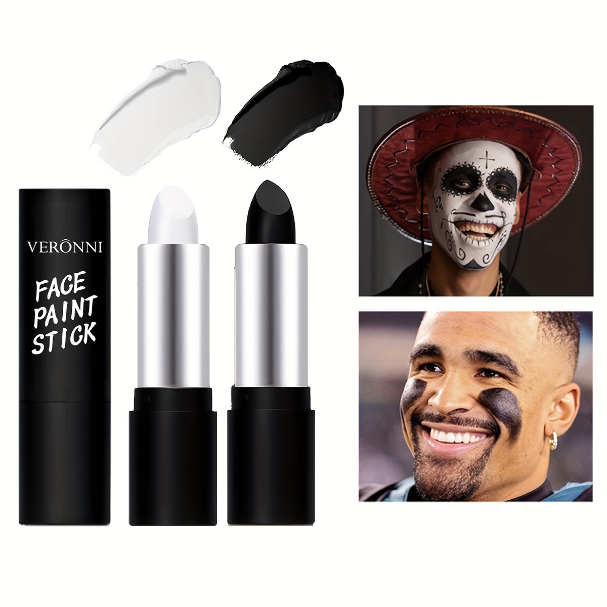 Bâton noir pour les yeux | Maquillage blanc/vert/noir | Bâton de peinture  pour le visage et le corps | Bâton de maquillage mu