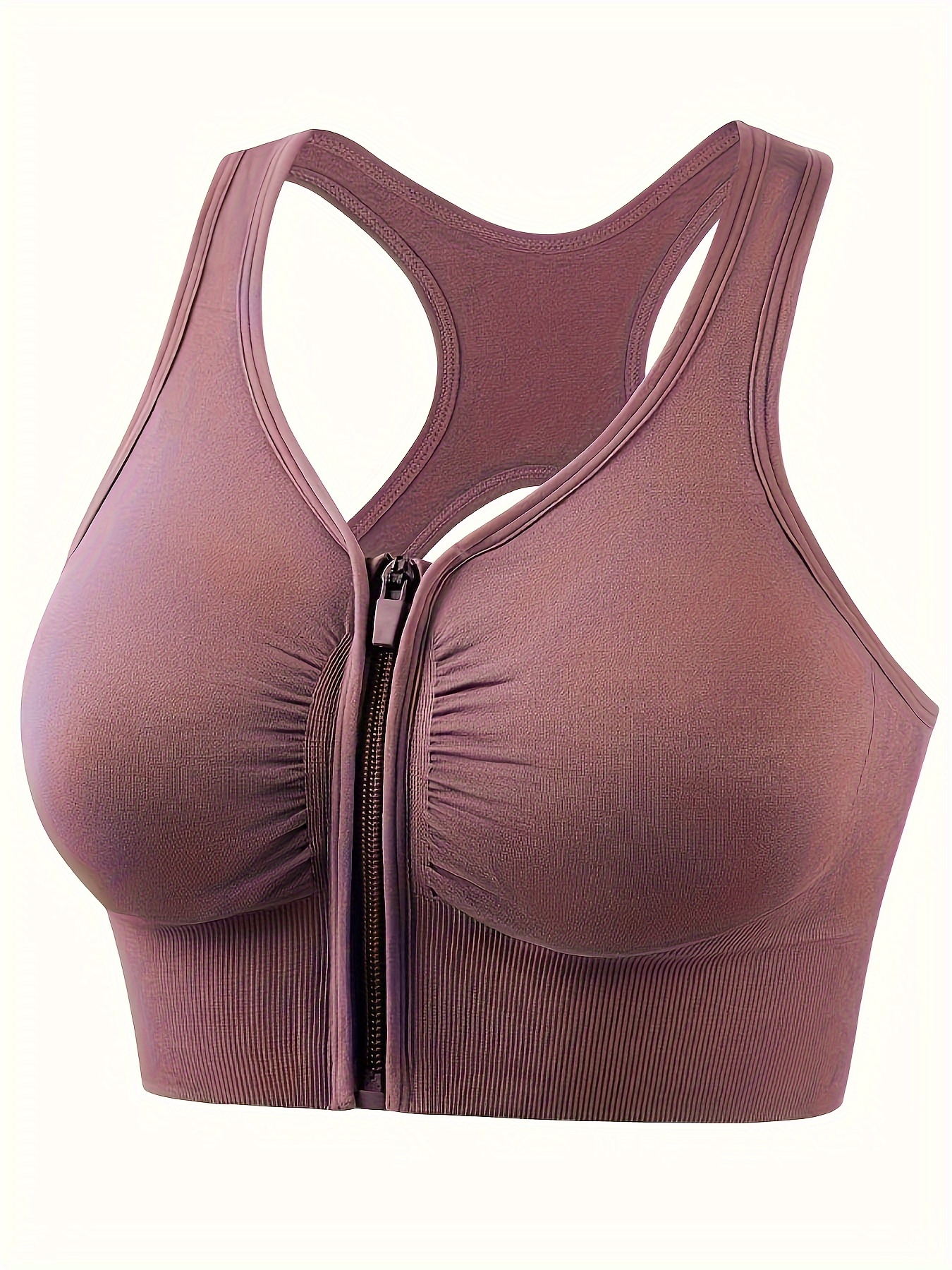 Breathable Two Tone Zip Front Sports Bra