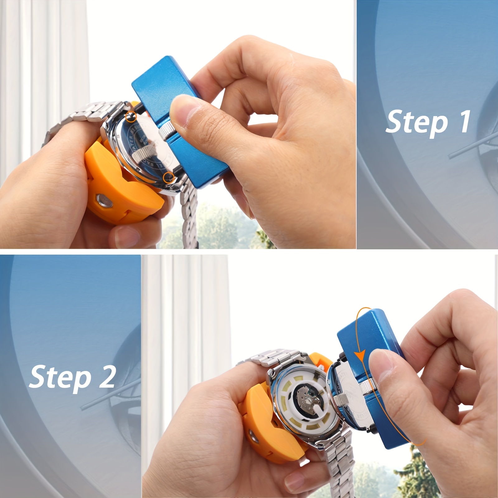 JOREST Kit de remplacement de batterie de montre, clé de montre pour ouvrir  le couvercle de montre, ensemble d'ouvre-boîtier de montre avec support de