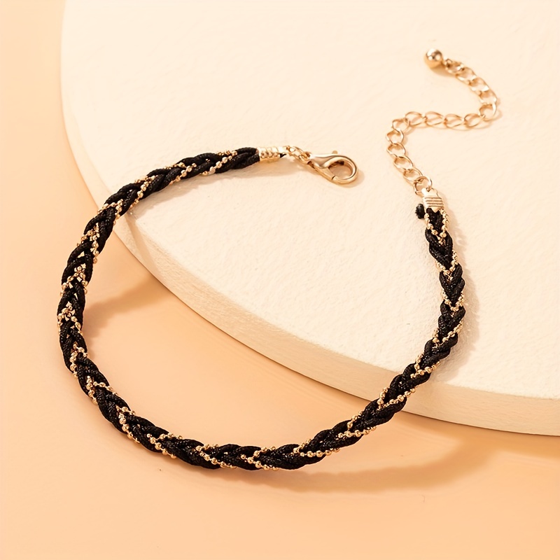 Minimalist Bohemian Braided Anklet with Beads
