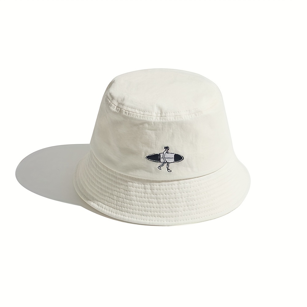 Retro Embroidered Fisherman's Hat Solid Color Street - Temu