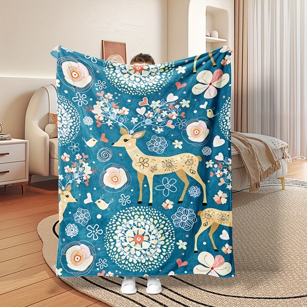Deer Print Throw Blanket Temu