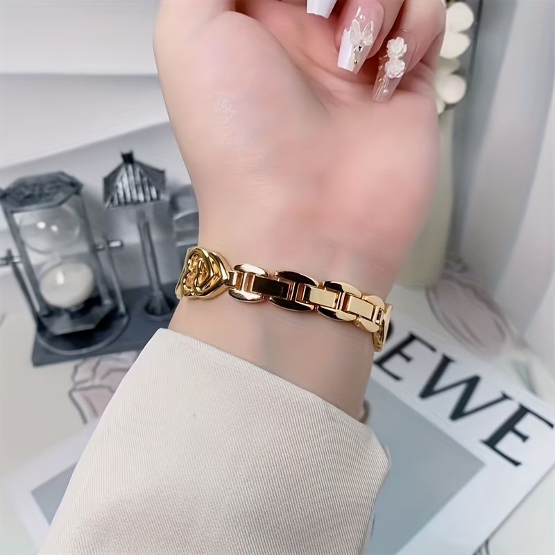 A Golden Double Heart-shaped -style Wristband Bracelet, Suitable