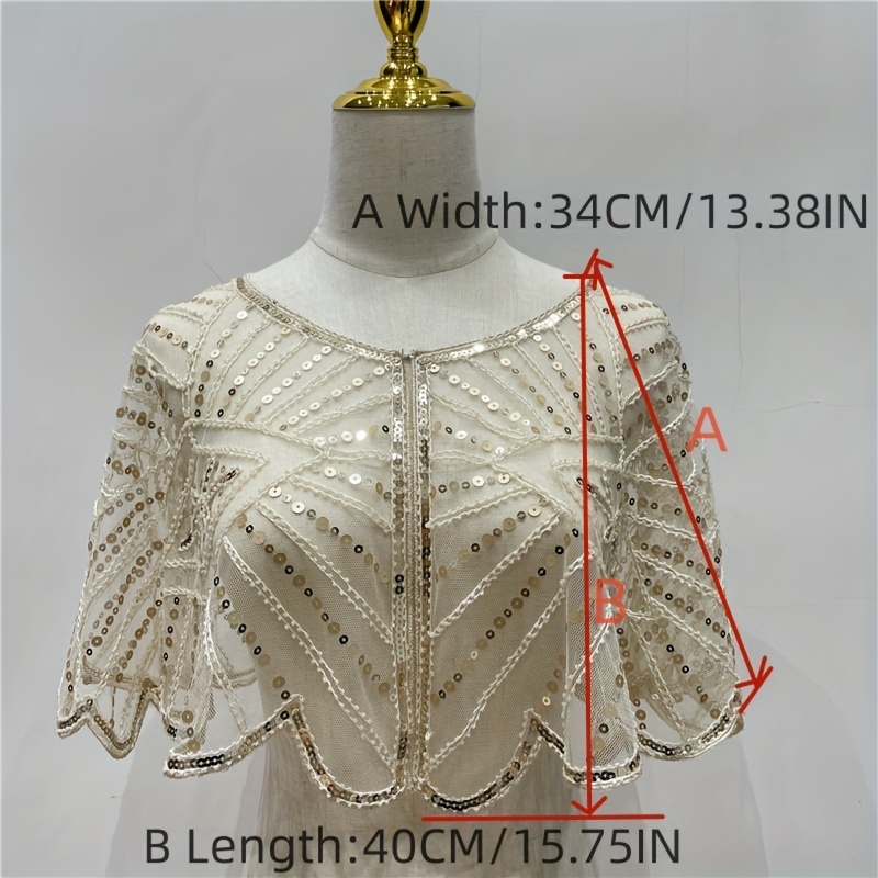 Châle Rétro Années 1920 Avec Perles Et Paillettes - Cape Élégante Pour Soirée Et Mariage