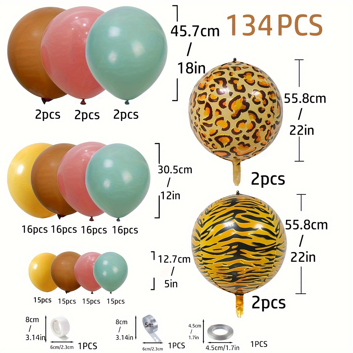 134pcs Kit Arco Guirnalda Globos Animales Jungla Decoración - Temu