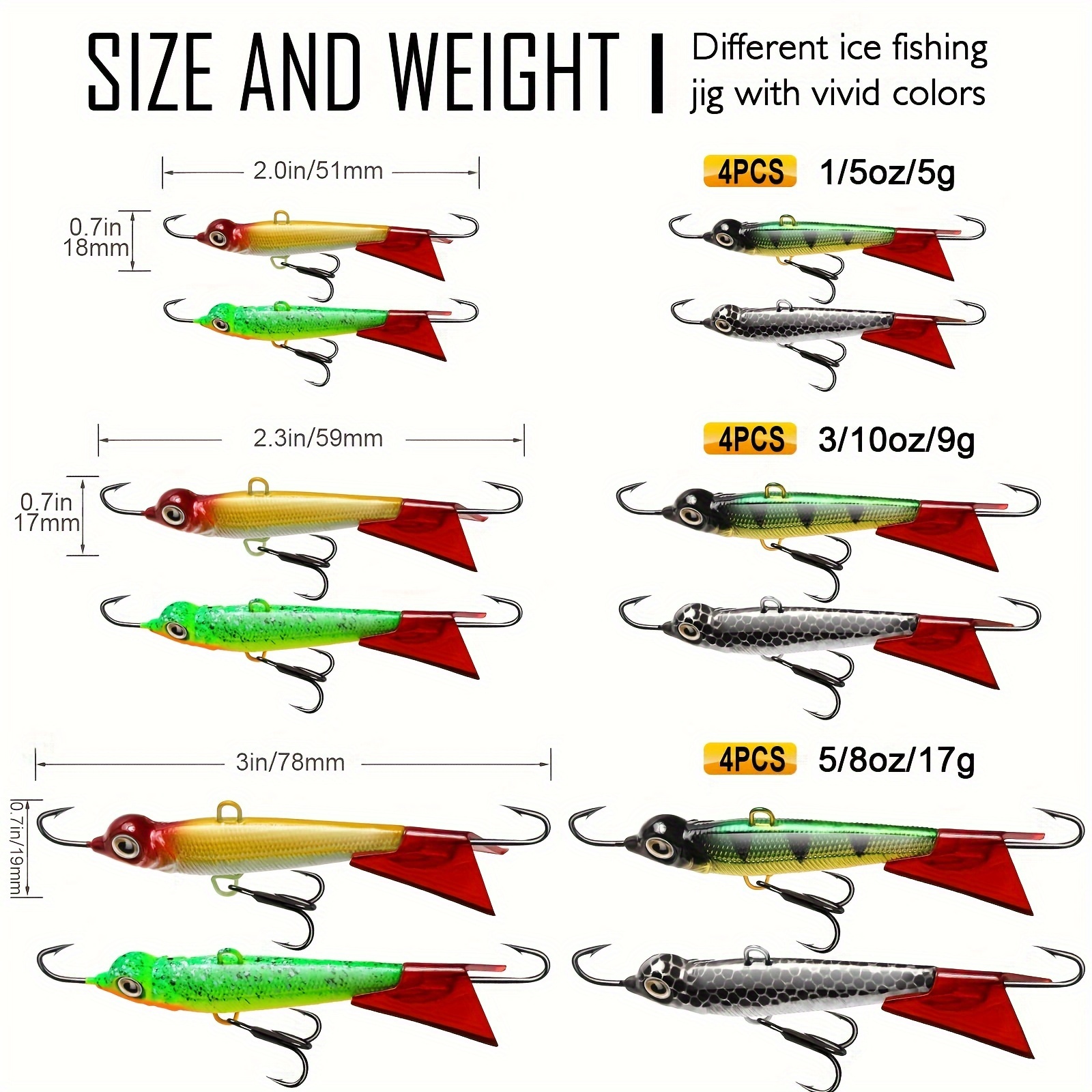 Ice Fishing Lures - 5 different