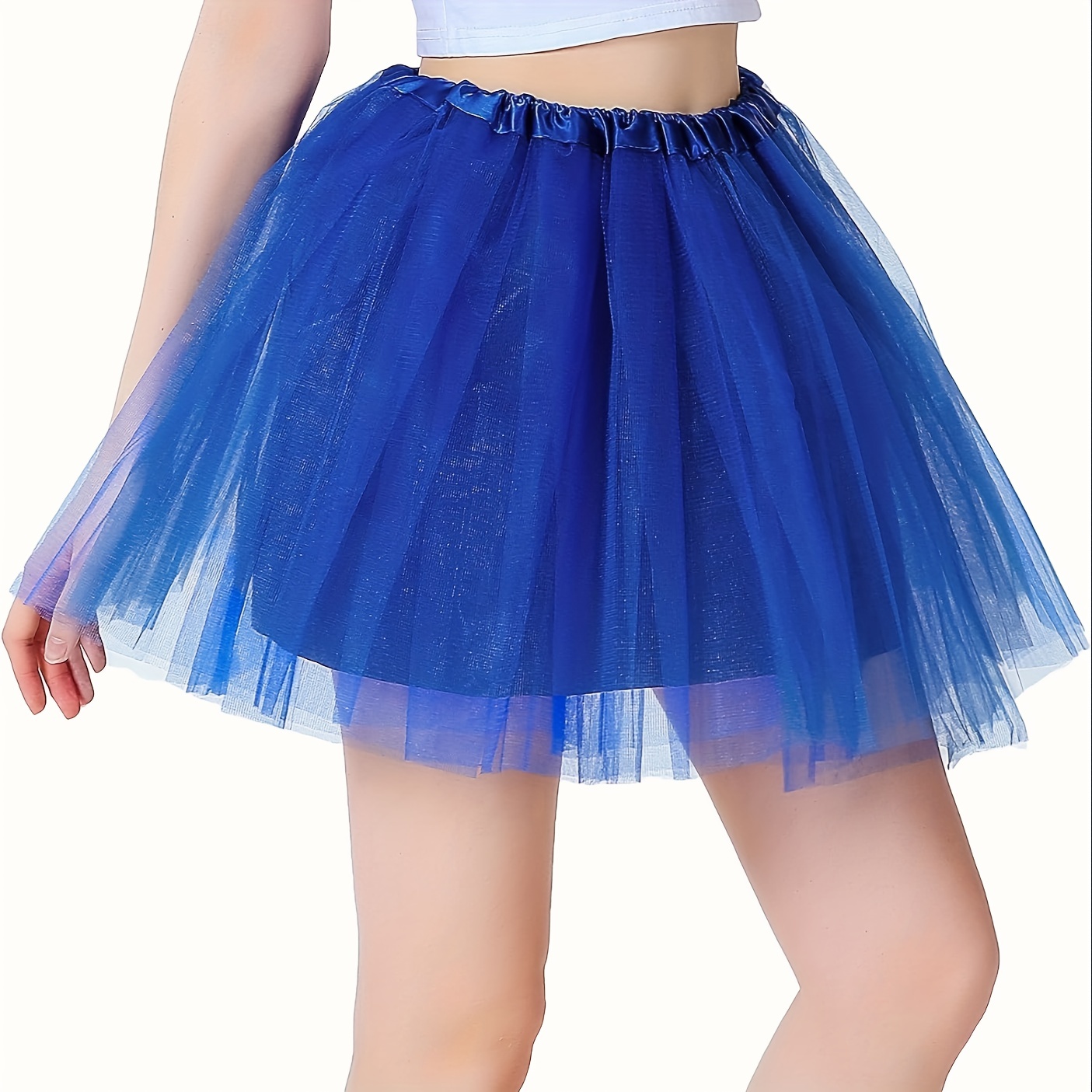 Kakaco Falda tutú para mujer, falda tutú de tul en capas, disfraz de tutú  de princesa para mujeres y niñas (azul con cinta), V-azul con cinta