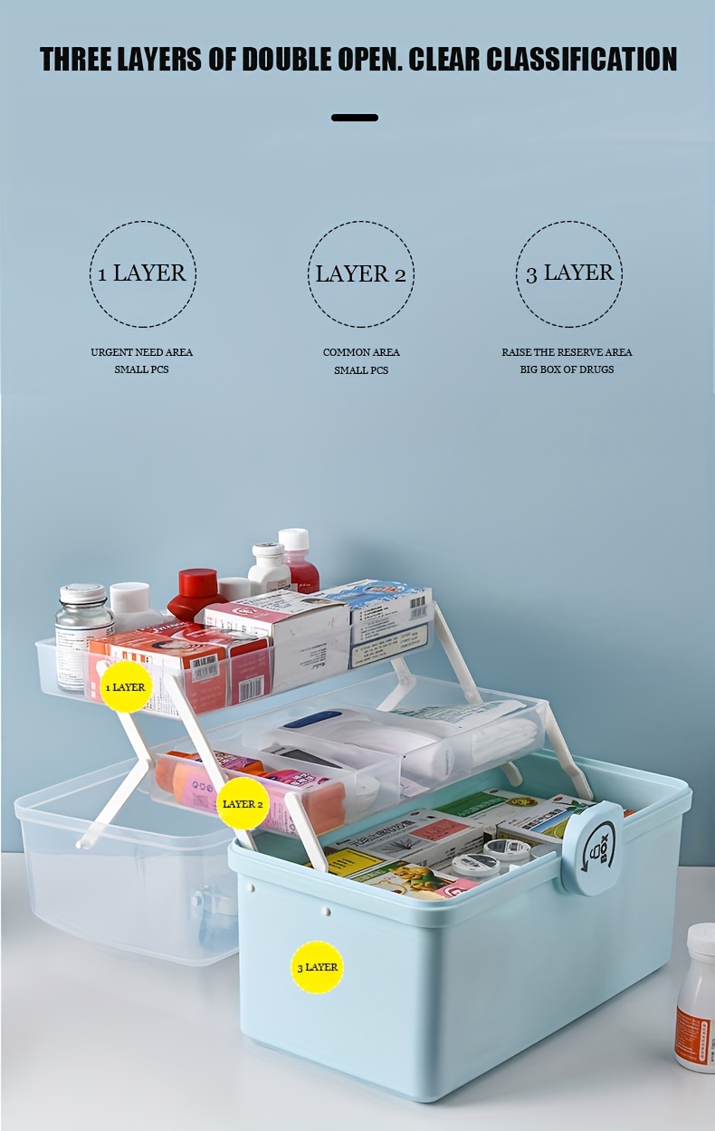 Medicine Cabinet Storage Box Household Medical Aid Kit Transparent