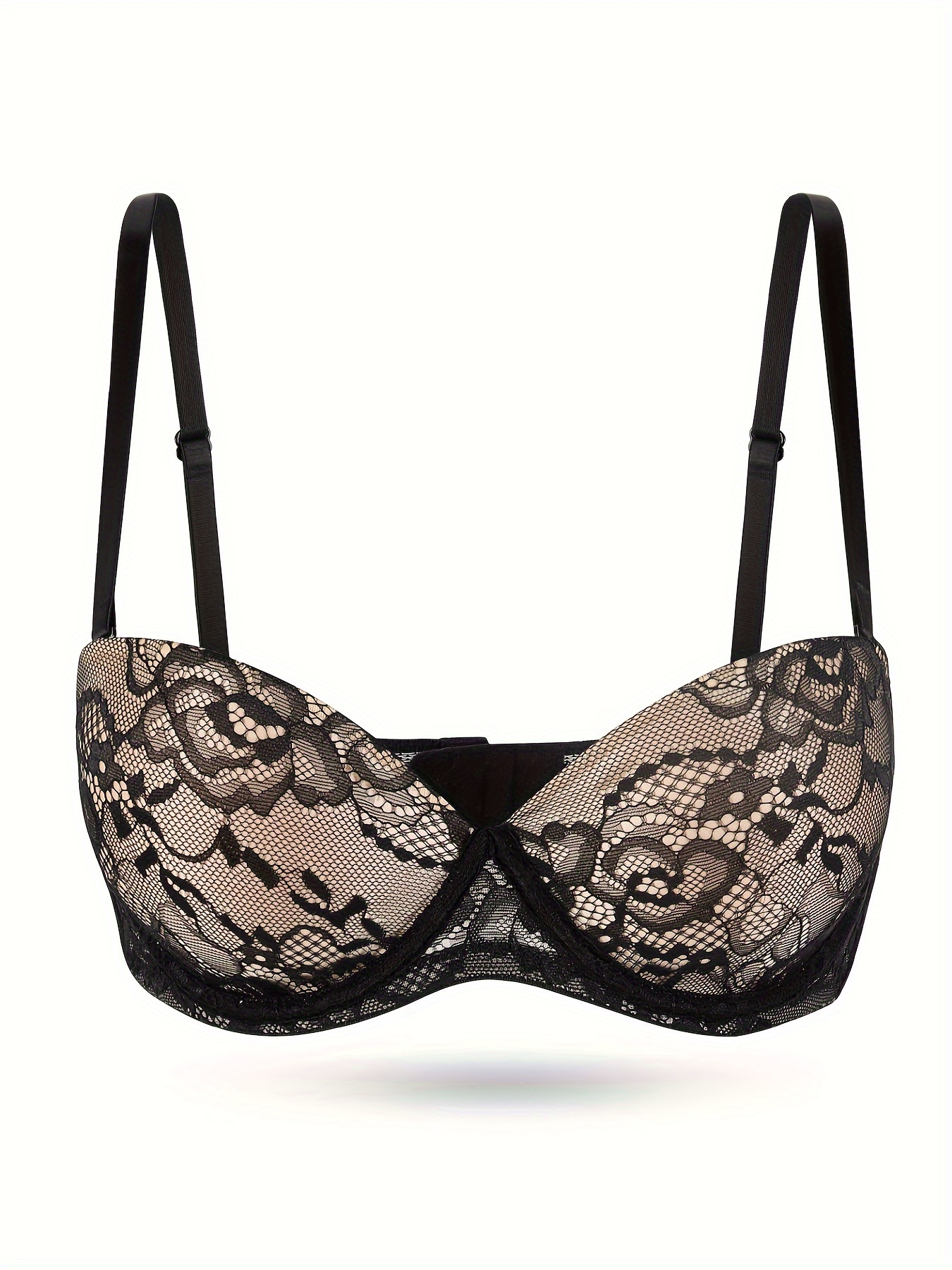 Contrast Lace Bandeau Bra Elegant Push Everyday Bra Women's - Temu