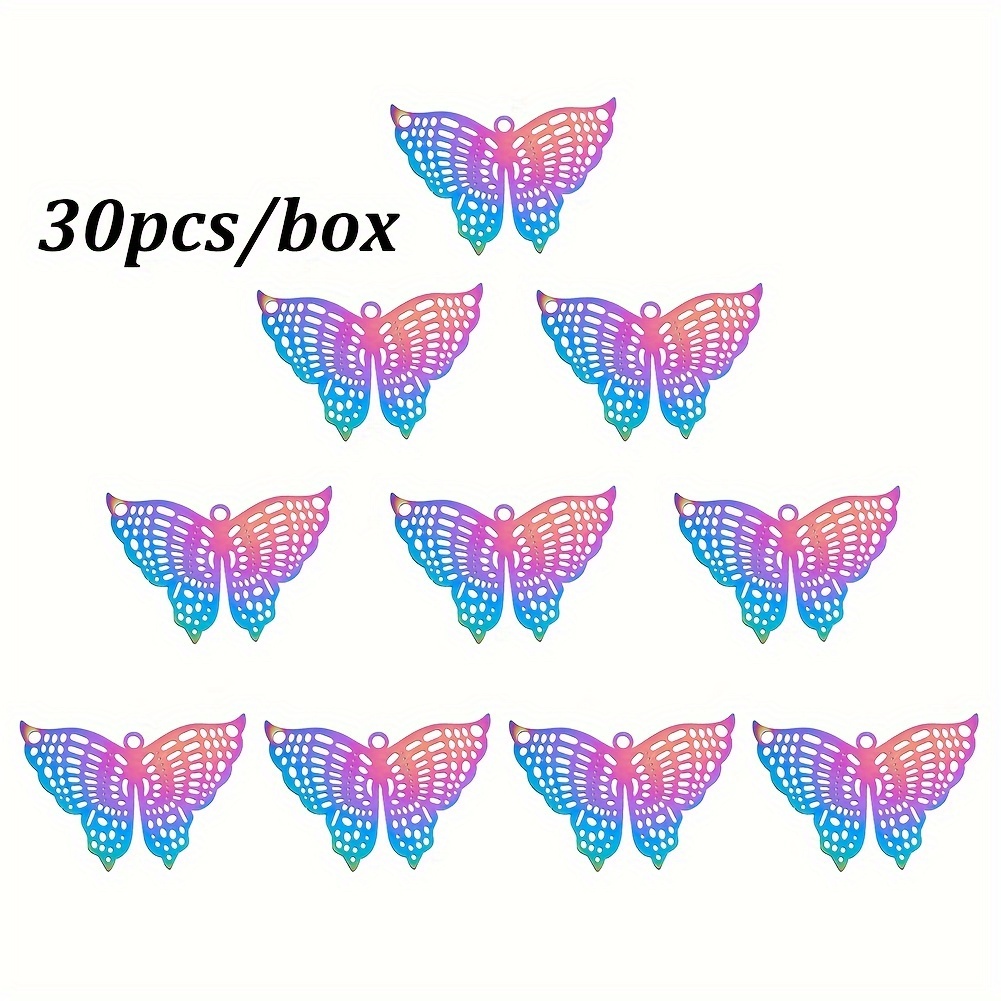 30pcs Enamel Colorful Cute Small Butterfly Alloy Charms For