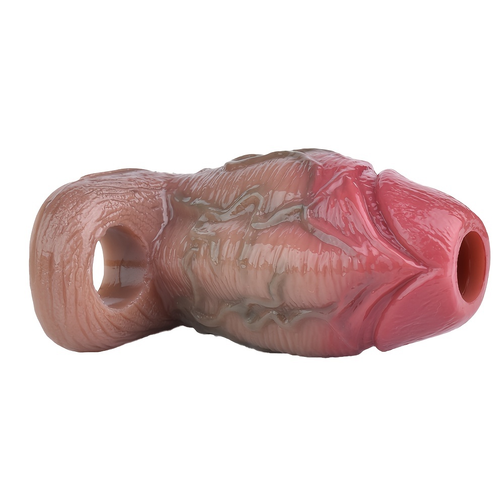 READY STOCK 1pc Thick Realistic Male Penis Sleeve, Liquid Silicone Hollow Design, Realistic Veins, L