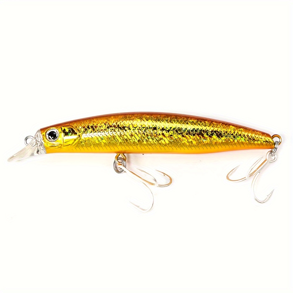 Slow Sinking Minnow Lure Bass Tuna Hard Bait Treble Hook