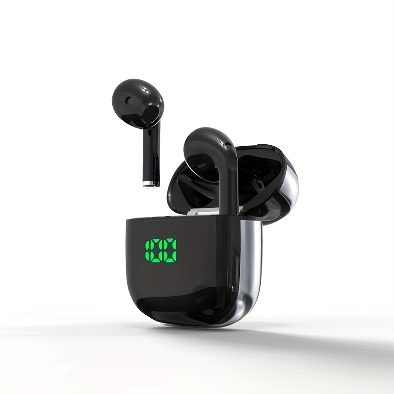 Auriculares inalámbricos Bluetooth de 60 horas de reproducción con pantalla  LED de alimentación, estuche de carga, auriculares intrauditivos con