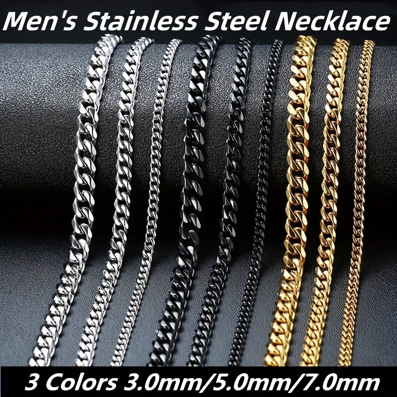 Kalen Mens Punk Long Chain Necklace  Stainless Steel Box Link Chains –  kalen