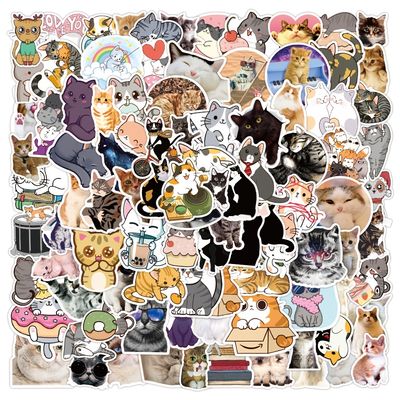 100pcs Cute Cat Cartoon Series Graffiti Waterproof Sticker Diy Creative,DIY Decor Materials