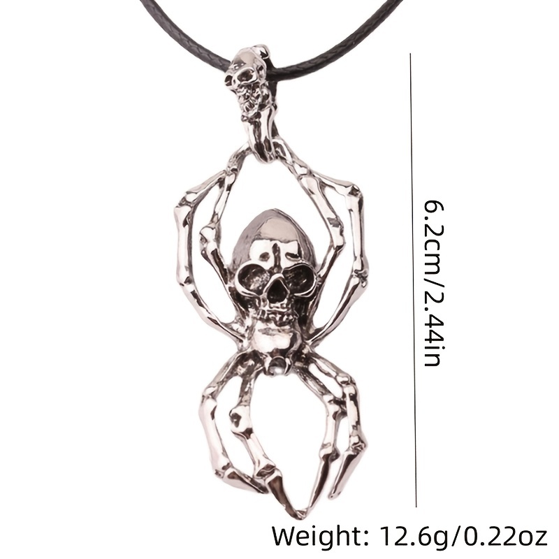 Retro Punk Spider Pendant Double Skull Necklace