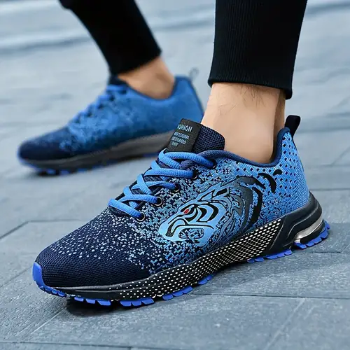 Men's Knit Breathable Running Shoes Comfy Non Slip Lace - Temu