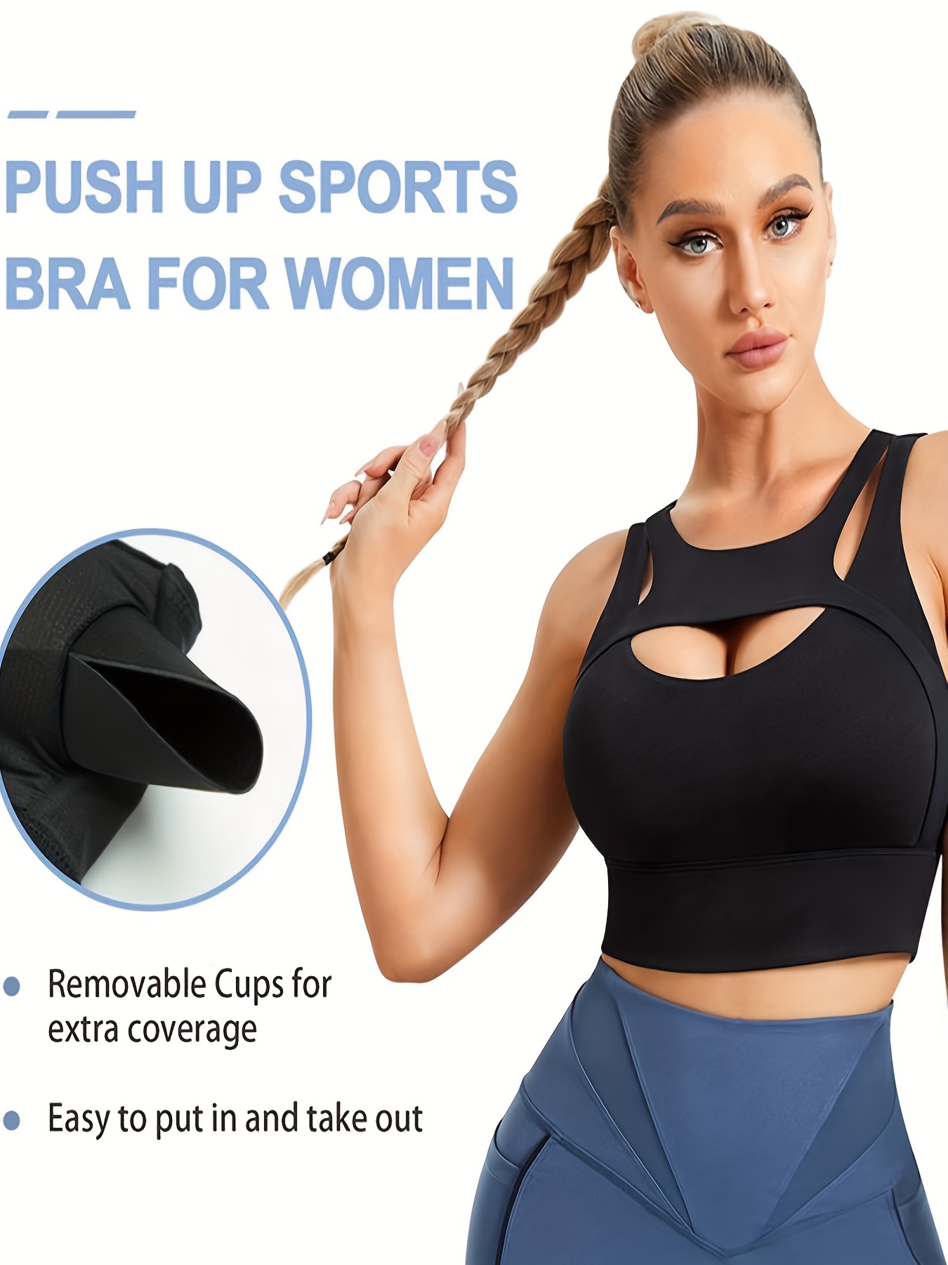Women Push-Up Sports Bra - Black