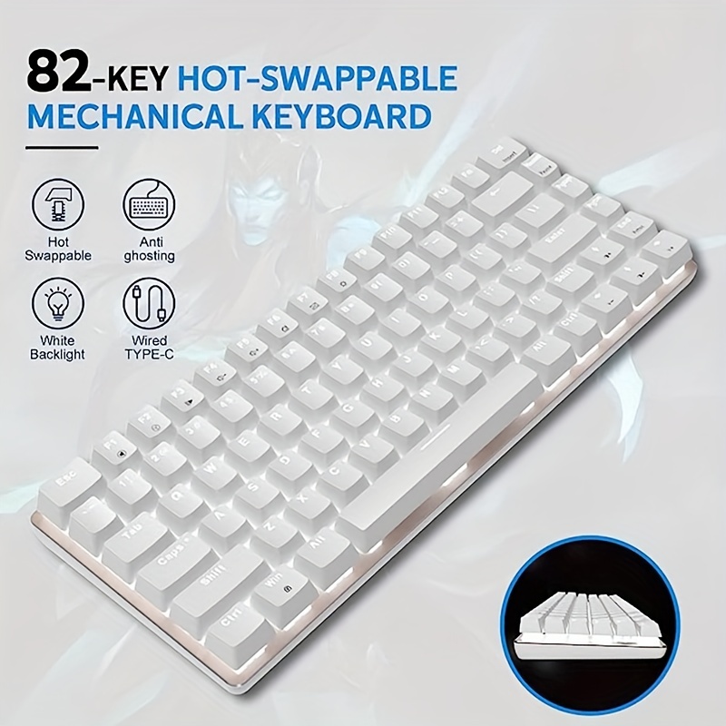 Wired Gaming Keyboard Ajazz AK33 Mixed LED Backlit 82 Keys USB Mechanical  Keypad