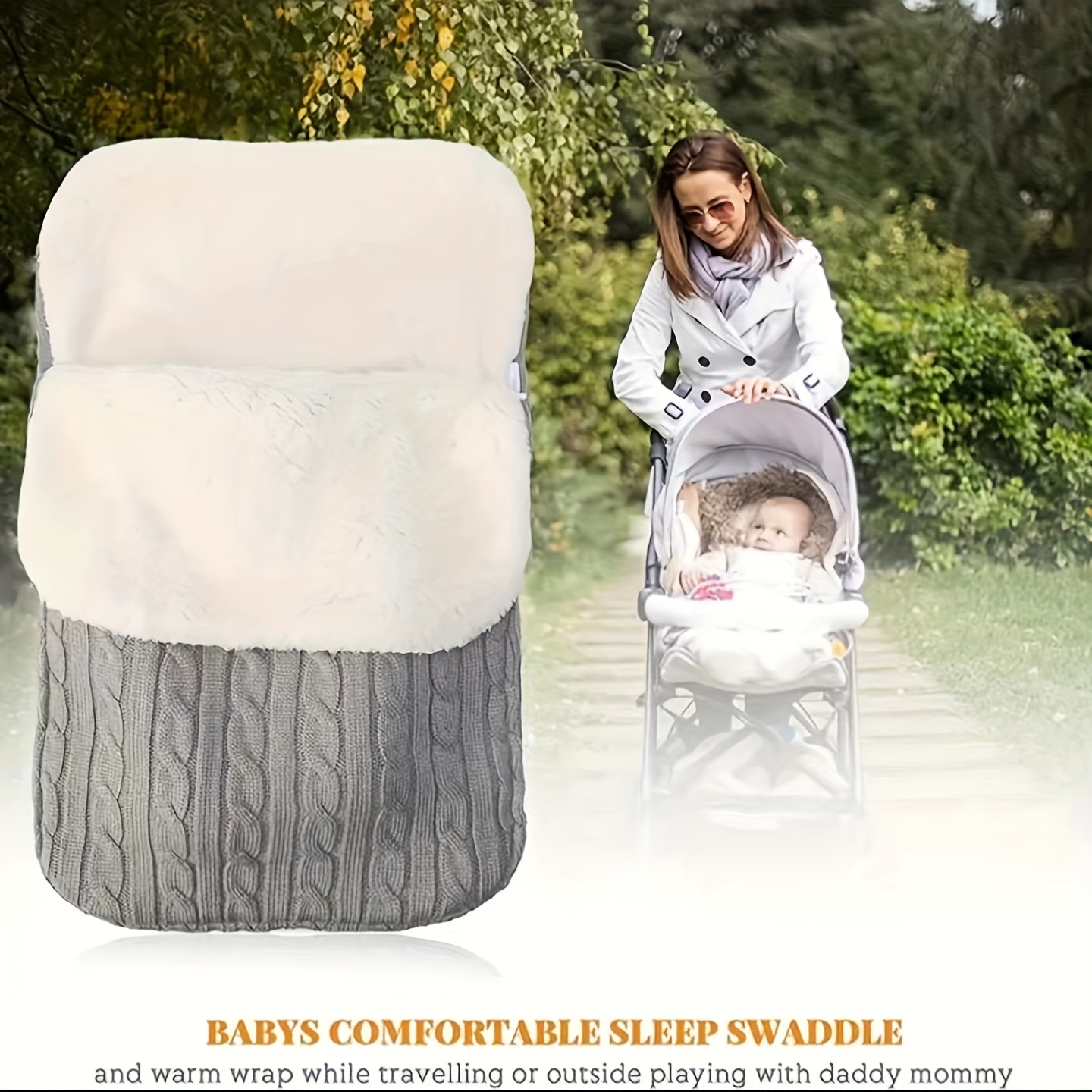 Baby Plus Velvet Sleeping Bag, Thickened Knitted Warm Blanket