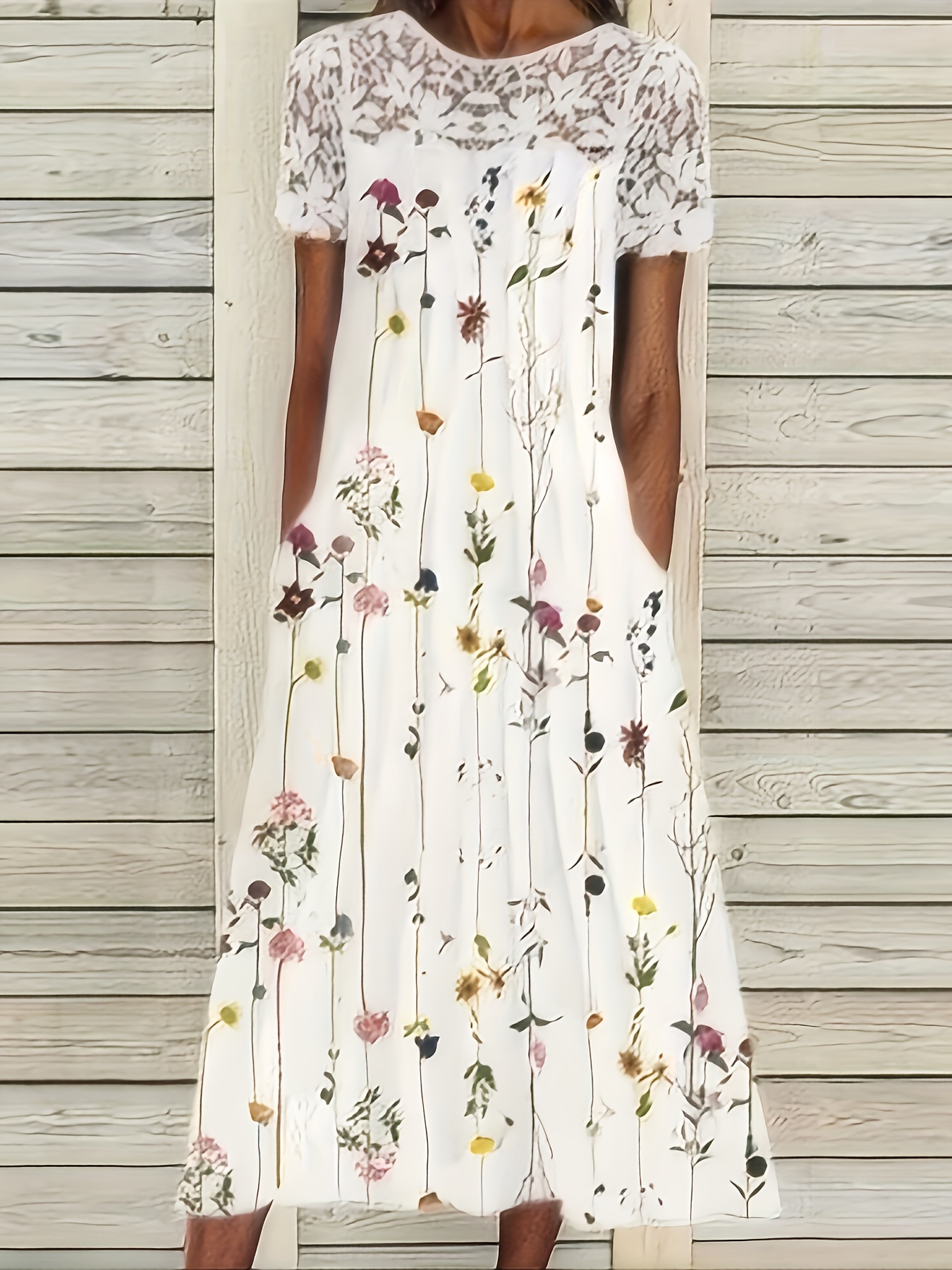 Vestido elegante com miçangas casual estampa floral - Temu Portugal