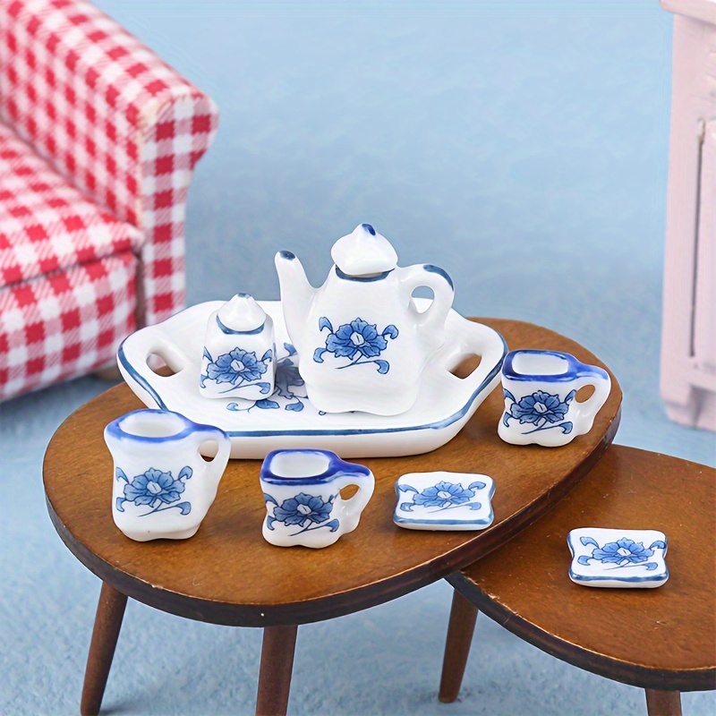 Maison de poupée en céramique échelle 1:12, ensemble de tasses à thé en  porcelaine Miniature, vaisselle, cuisine, maison de poupée, théière, jouets  DIY, cadeau pour enfant, 1 offre spéciale