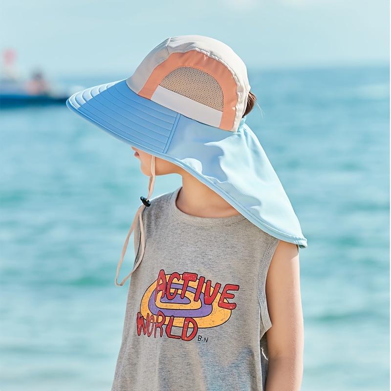 Children's Bucket Hat Large Brim Uv Protection Sun Hat Boys - Temu