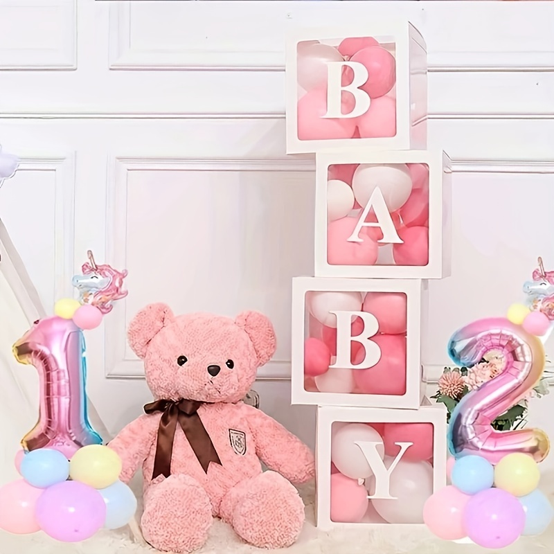 4pcs, Woodland Baby Shower Decorations - 4pcs, Wood Grain Blocks with  Printed BABY ONE Letters - Perfect for Centerpieces and Party Boxes - Ideal  for