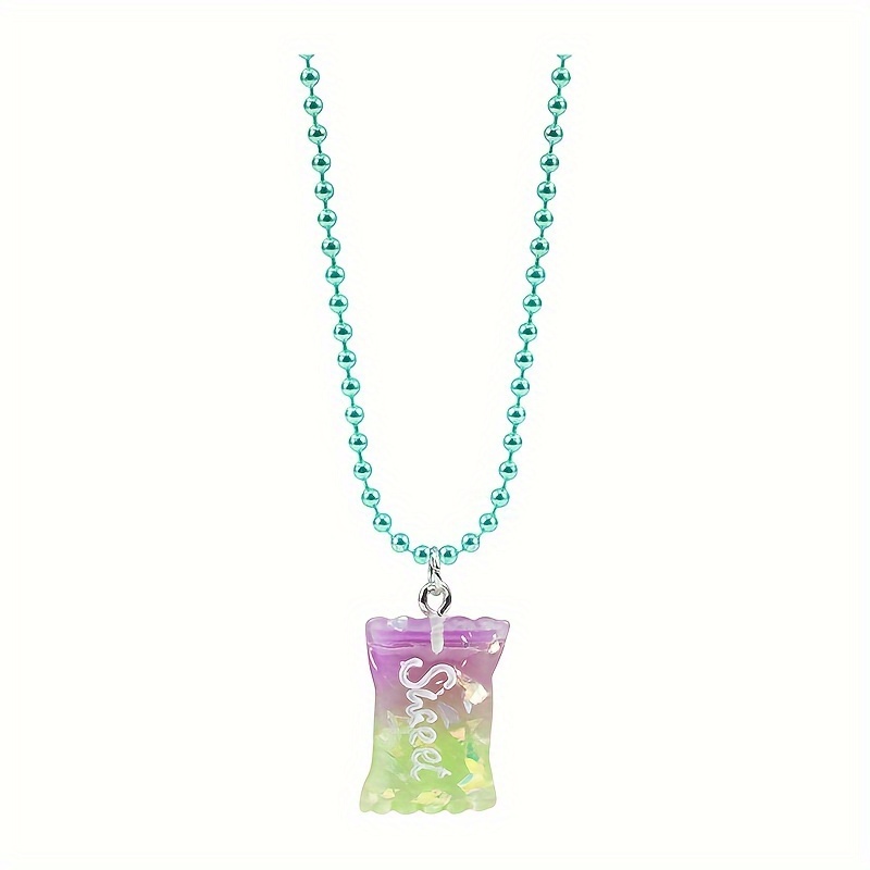 Cute Colorful Candy Necklace Ring Acrylic Pendant Colorful - Temu