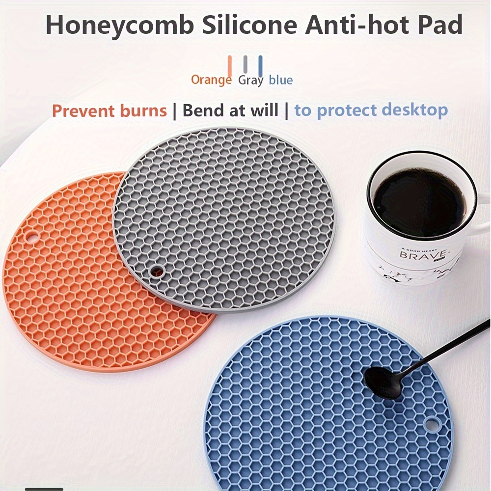 1PC Round Round Table Mat Silicone Insulation Mat Round Honeycomb